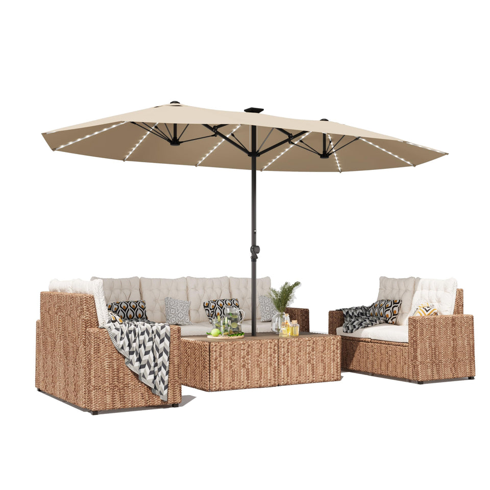 GDPFN 15FT patio umbrella with base included in sturdy cross-base shade