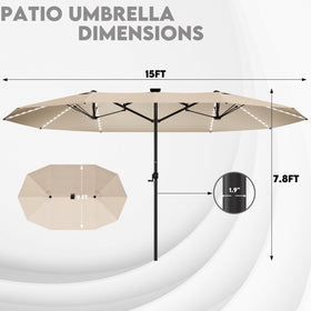GDPFN 15FT patio umbrella canopy fully open provides broad shade for outdoor spaces