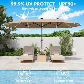 GDPFN 15FT patio umbrella near poolside, ideal for sunny days outdoors