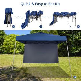 GDY pop-up canopy side view shows sturdy frame ideal for markets and beaches