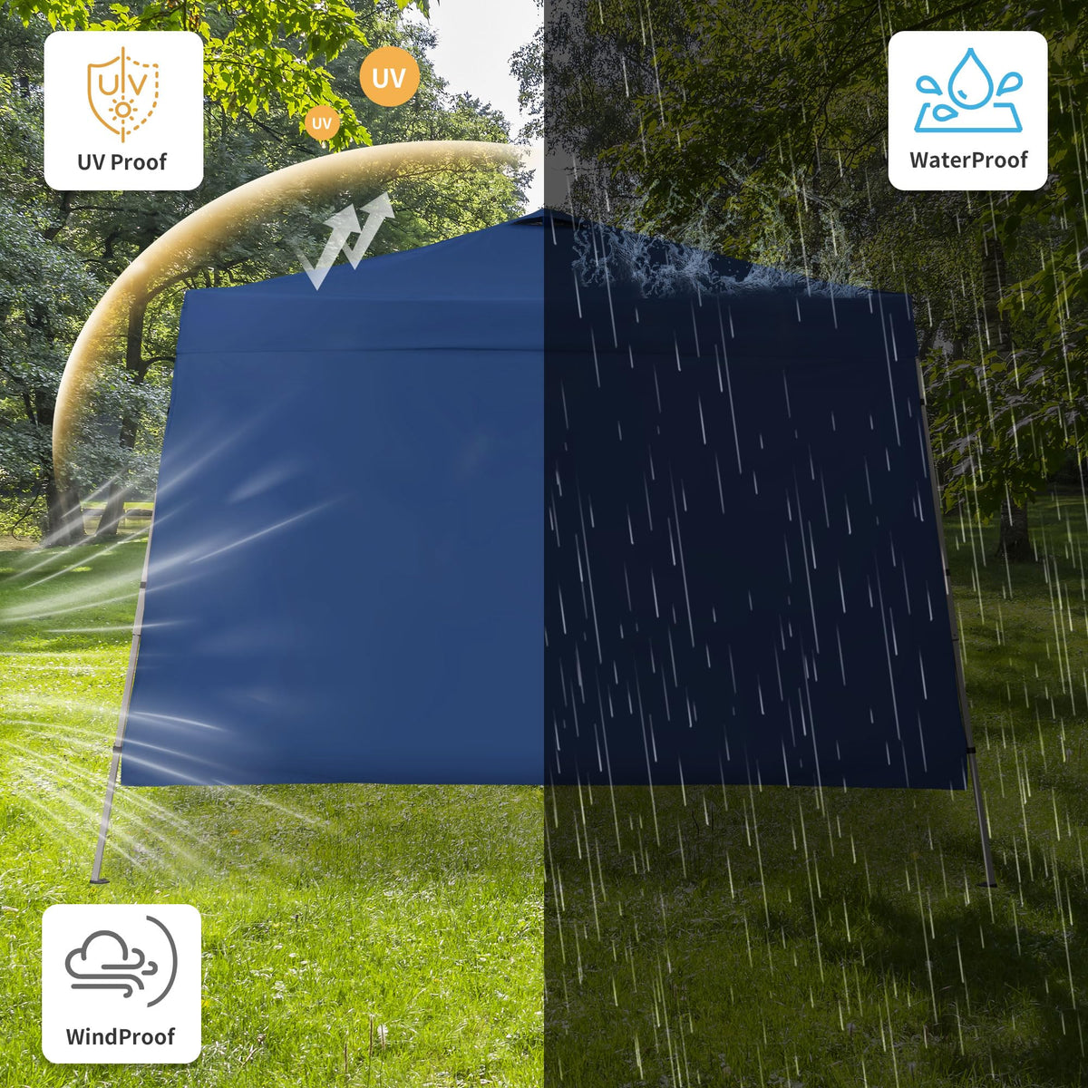 GDY canopy with sidewall demonstrates wind protection and privacy at outdoor events