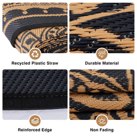 Geanlod weather-resistant patio rug withstands sun and rain for seasons.