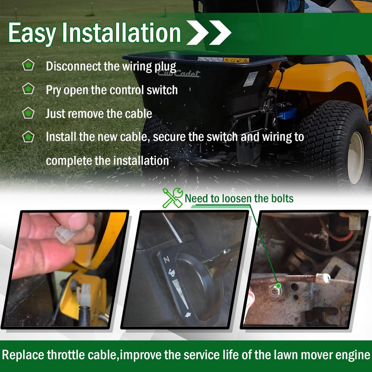 GEATaaT throttle cable for Cub Cadet ZTS1-42 KH FAB delivers durable performance.