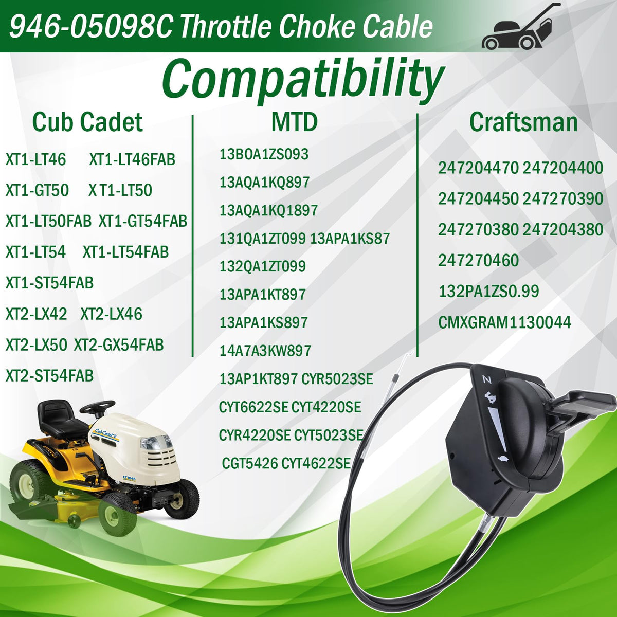 GEATaaT cable matching MTD 13B0A1ZS093 for precise throttle action