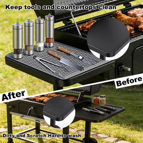 Geban 16x12 inch grill mat provides ample coverage for tools and jars.