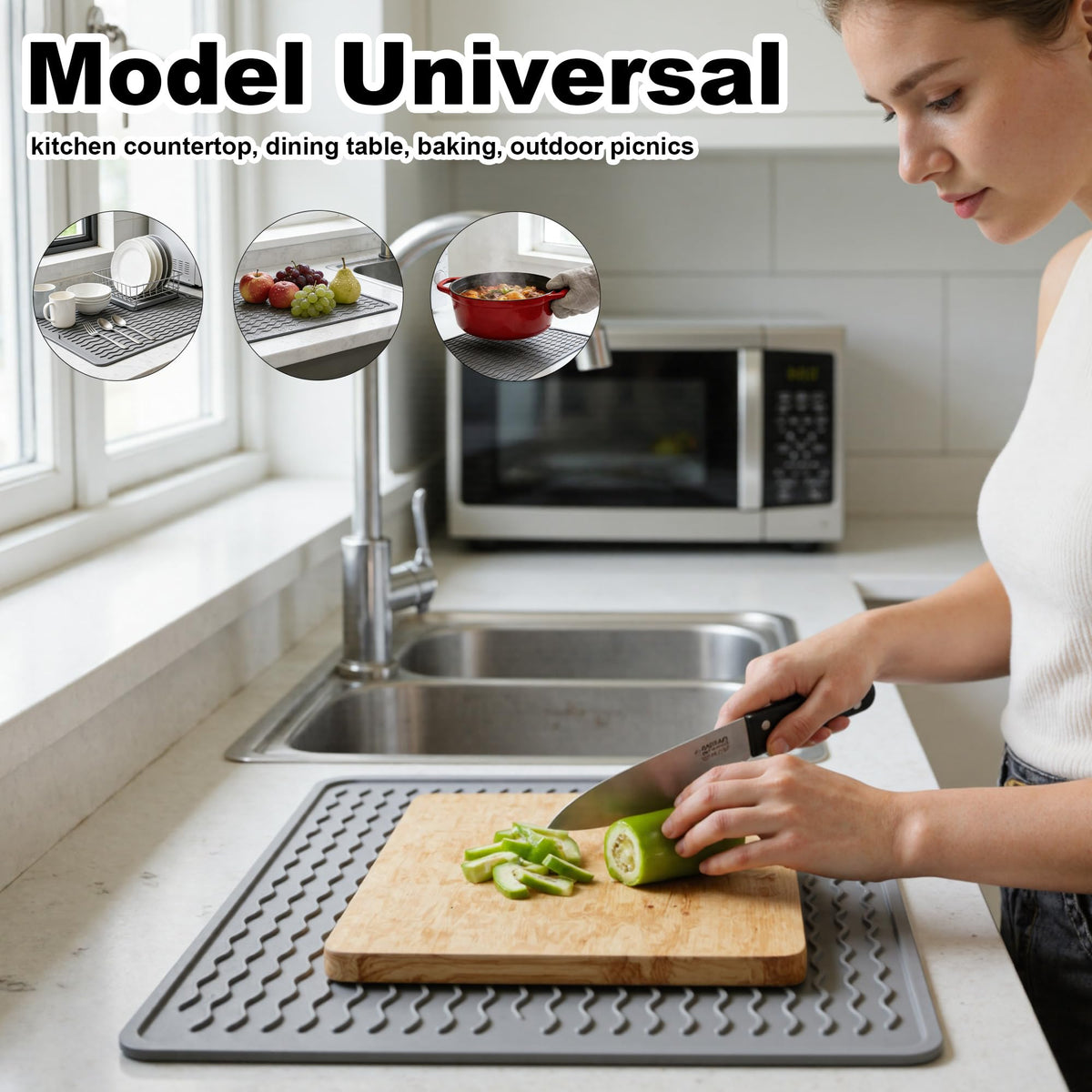 Geban flexible silicone mat folds for compact storage after grilling.