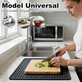 Geban mat on counter keeps surfaces clean and organized.