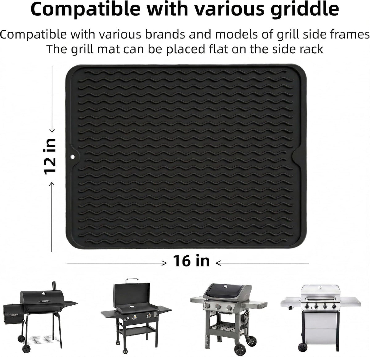 Geban silicone grill tools mat rolled for compact storage after cooking.