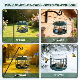 Gbekery Green Metal Bird Feeder blends with garden décor