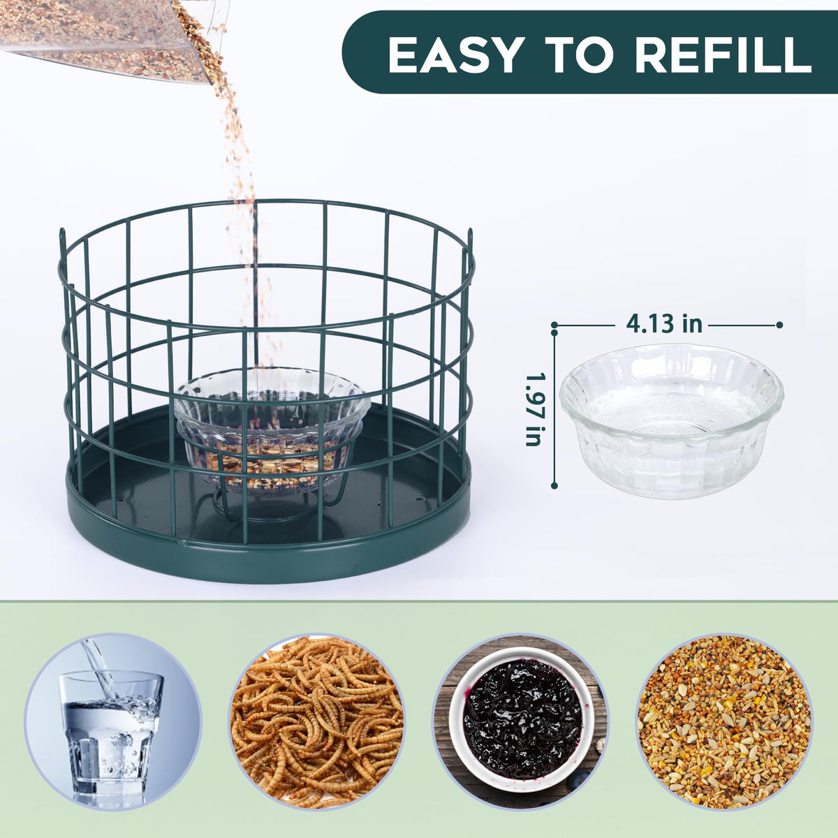 Gbekery Outdoor Weatherproof Metal Feeder in green finish