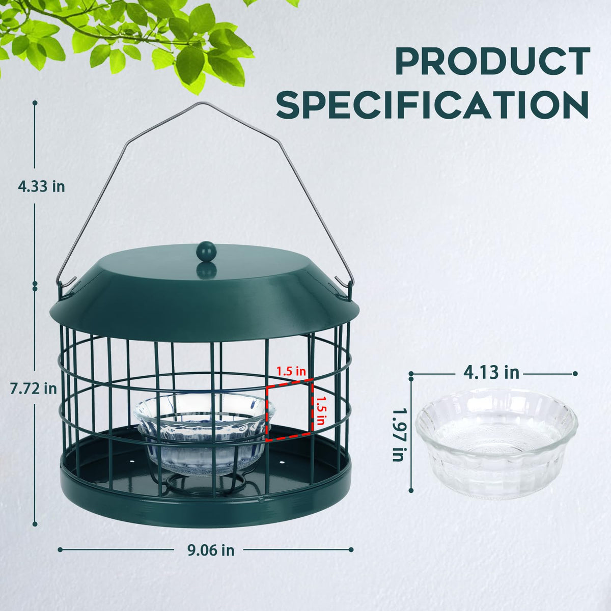 Gbekery Squirrel-proof Feeder with one-point-five-inch mesh for small birds
