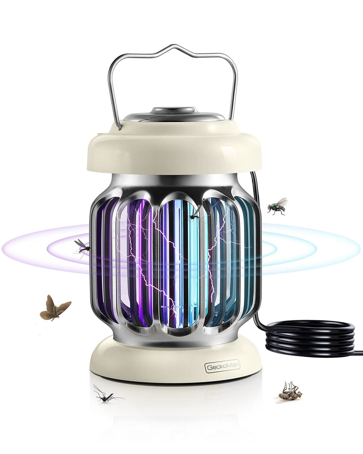 GeckoMan Hybrid Spectrum bug zapper front view shows broad pest attraction for outdoors