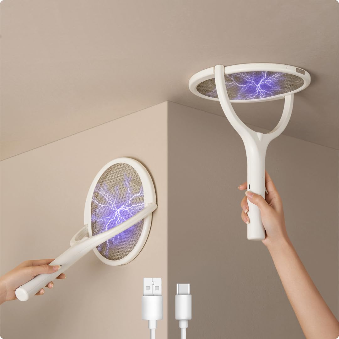 GeckoMan rotating-head fly swatter front view for versatile bug catching.