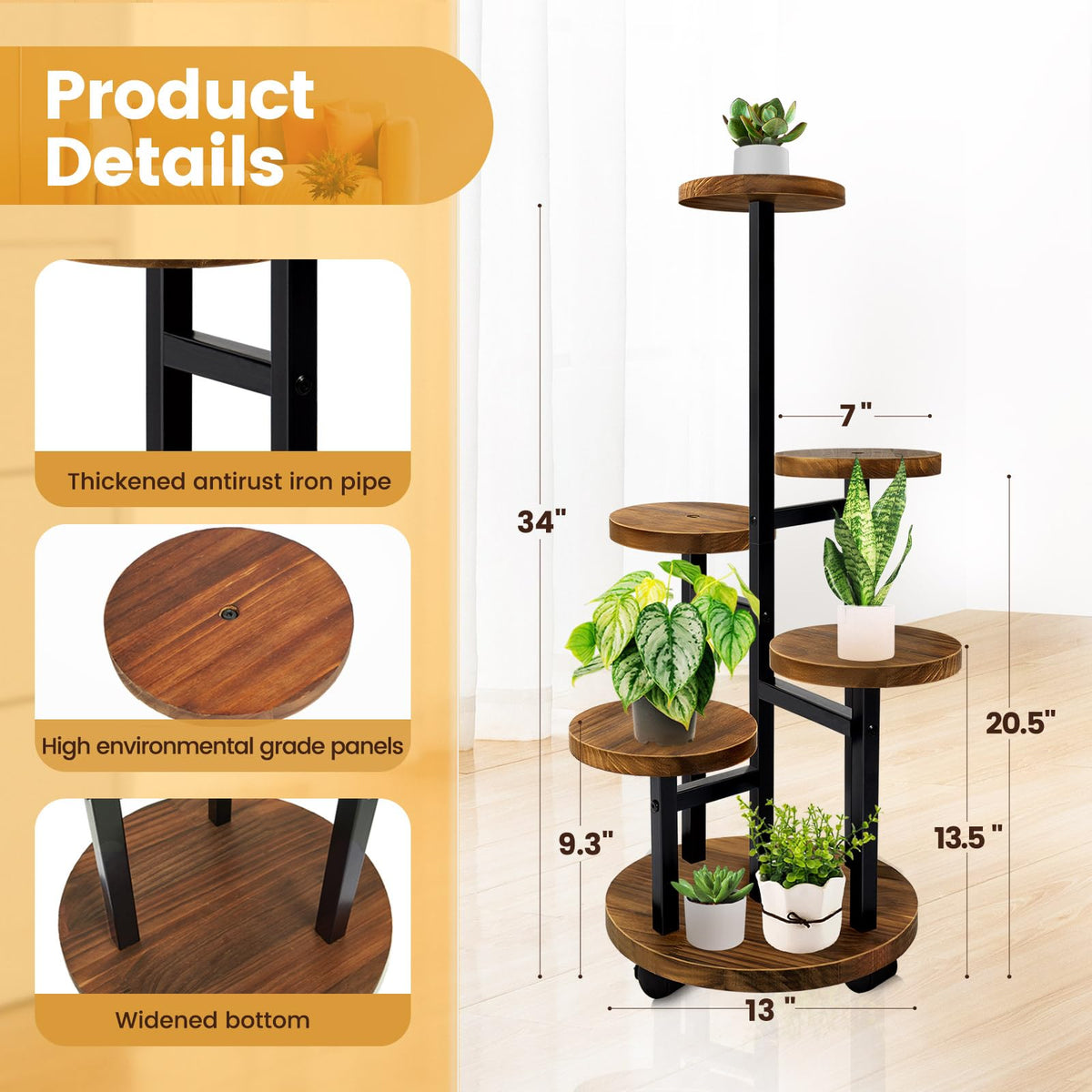 GEEBOBO 5-shelf indoor display fits living room or office.