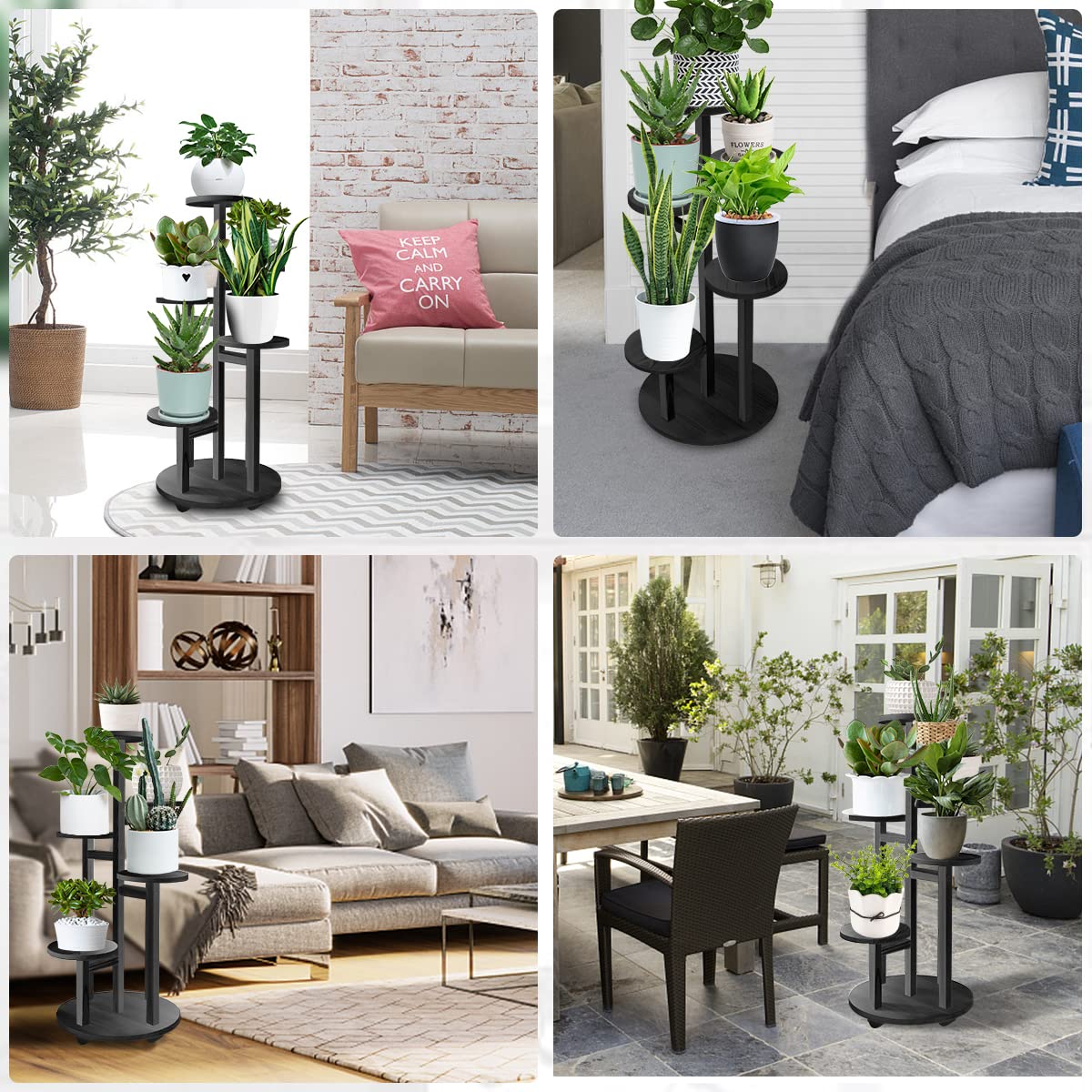 GEEBOBO corner plant shelf elevates small pots for sun exposure