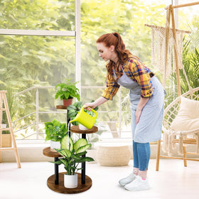 GEEBOBO indoor plant stand with walnut finish elevates aesthetics