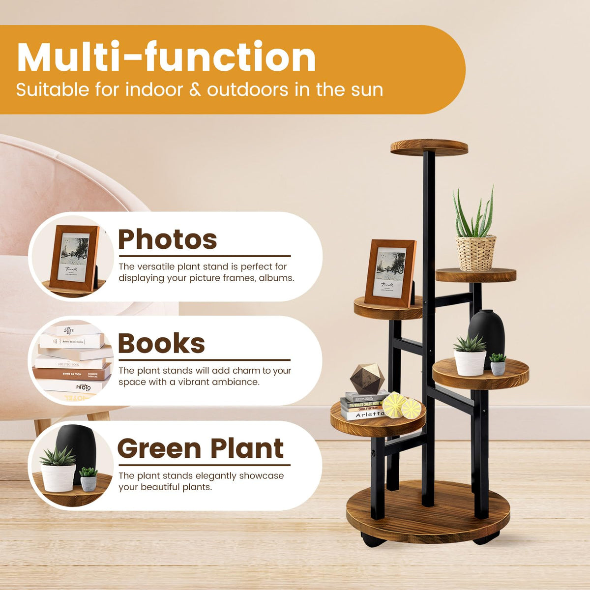 GEEBOBO sturdy iron legs provide stable support for multiple pots.