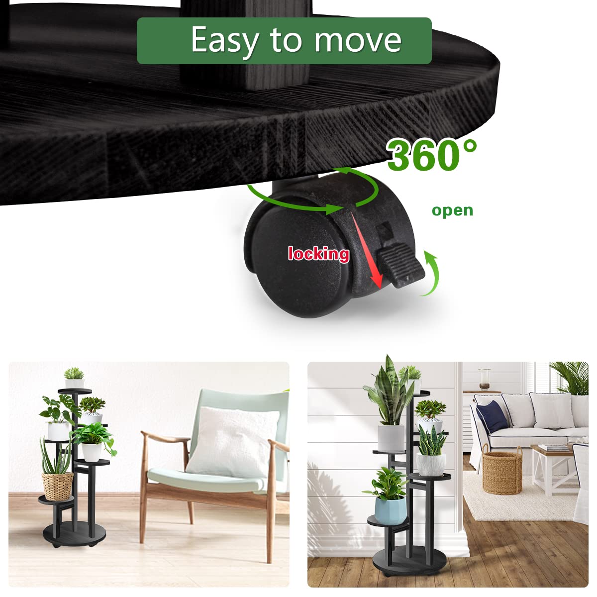 GEEBOBO pine wood plant holder shows natural texture with stable support