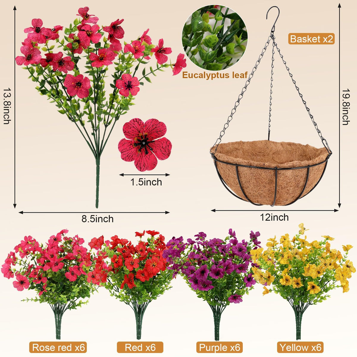 Geegoods violet artificial blooms add color without watering or maintenance.