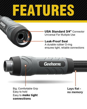 Commercial-duty hose under heavy use for watering and cleaning.
