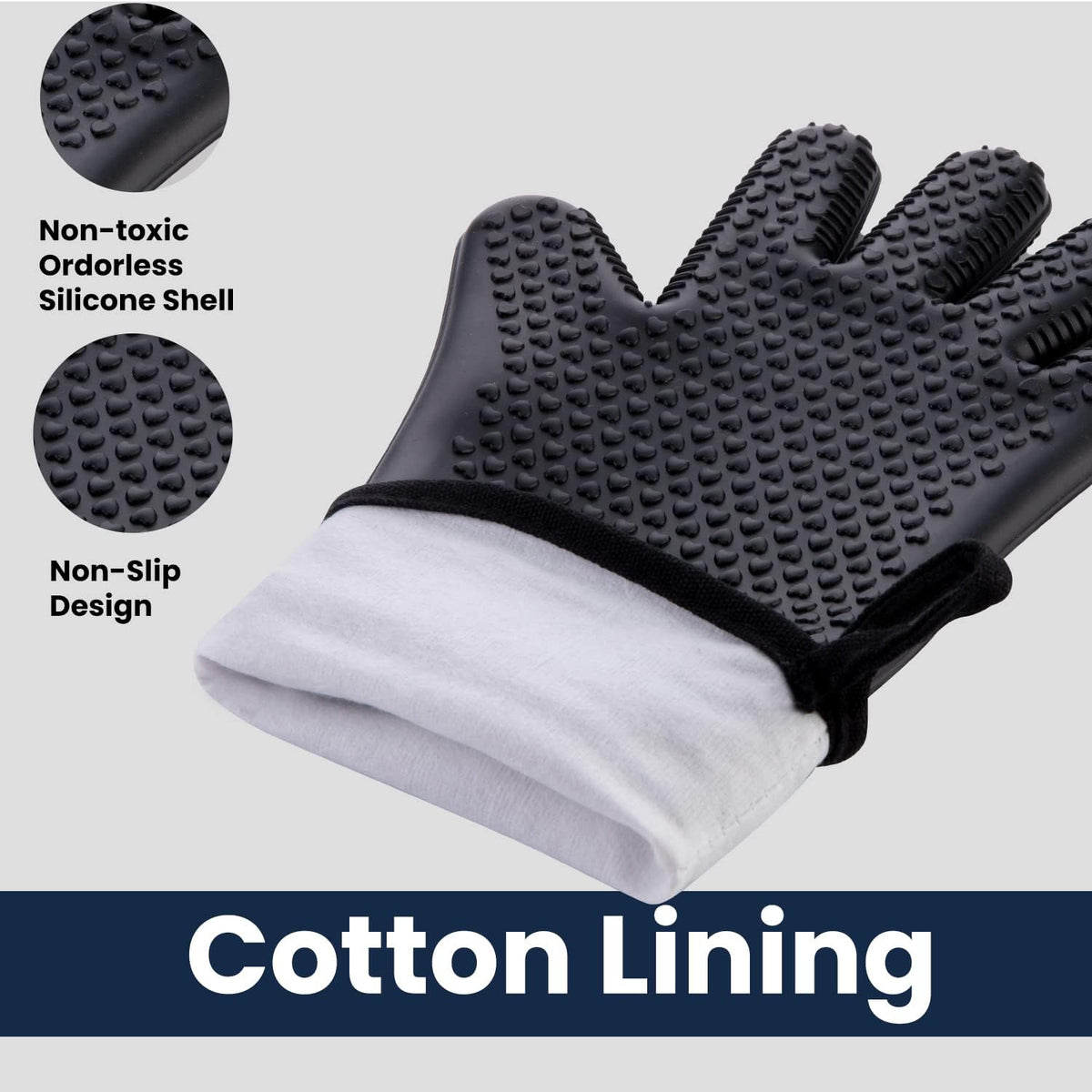 GEEKHOM BBQ Gloves non-slip dexterity for secure grip on slippery meats.