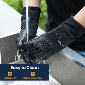 GEEKHOM BBQ Gloves universal fit with breathable cotton lining.