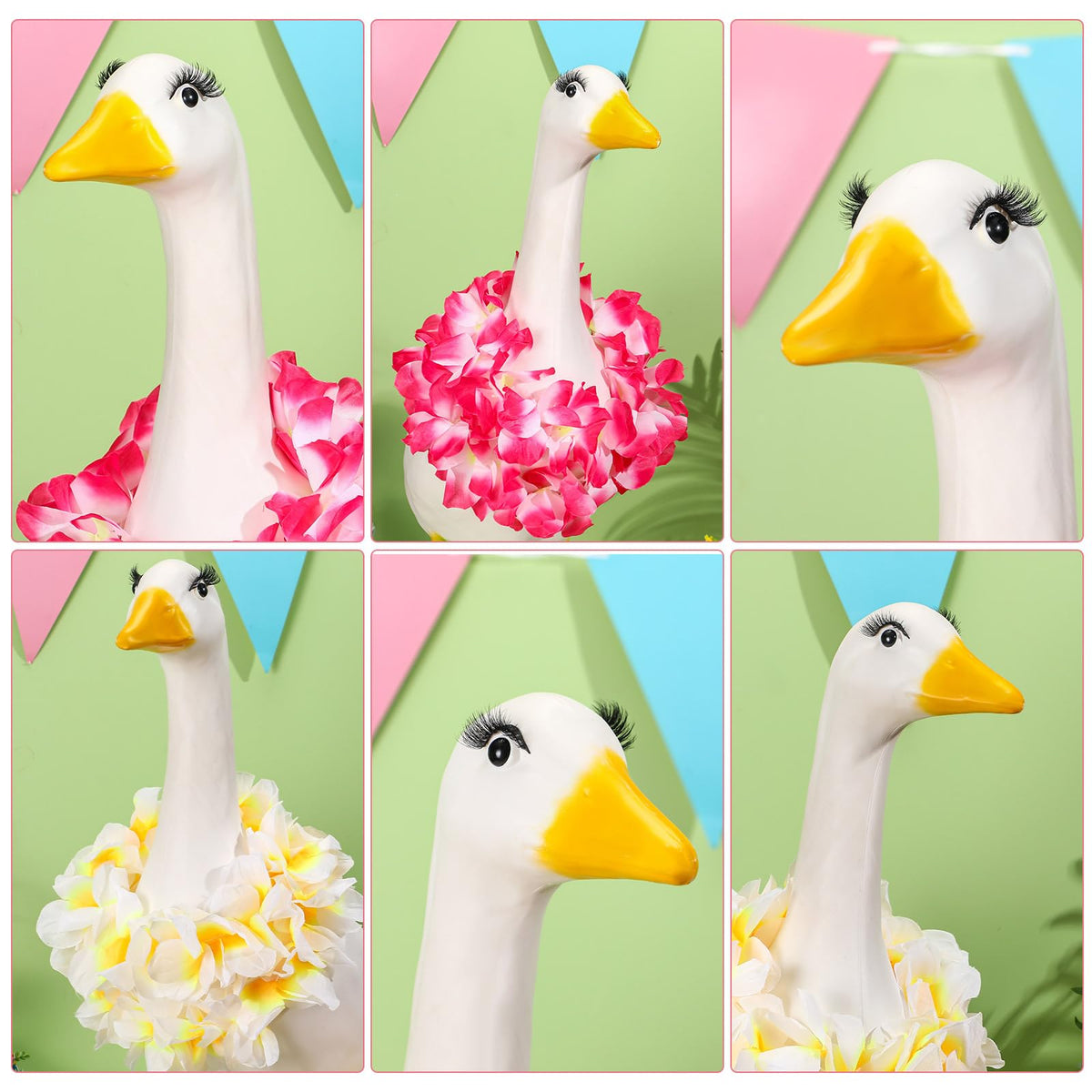 Geelin detailed lashes create texture and sophistication for your outdoor goose sculpture