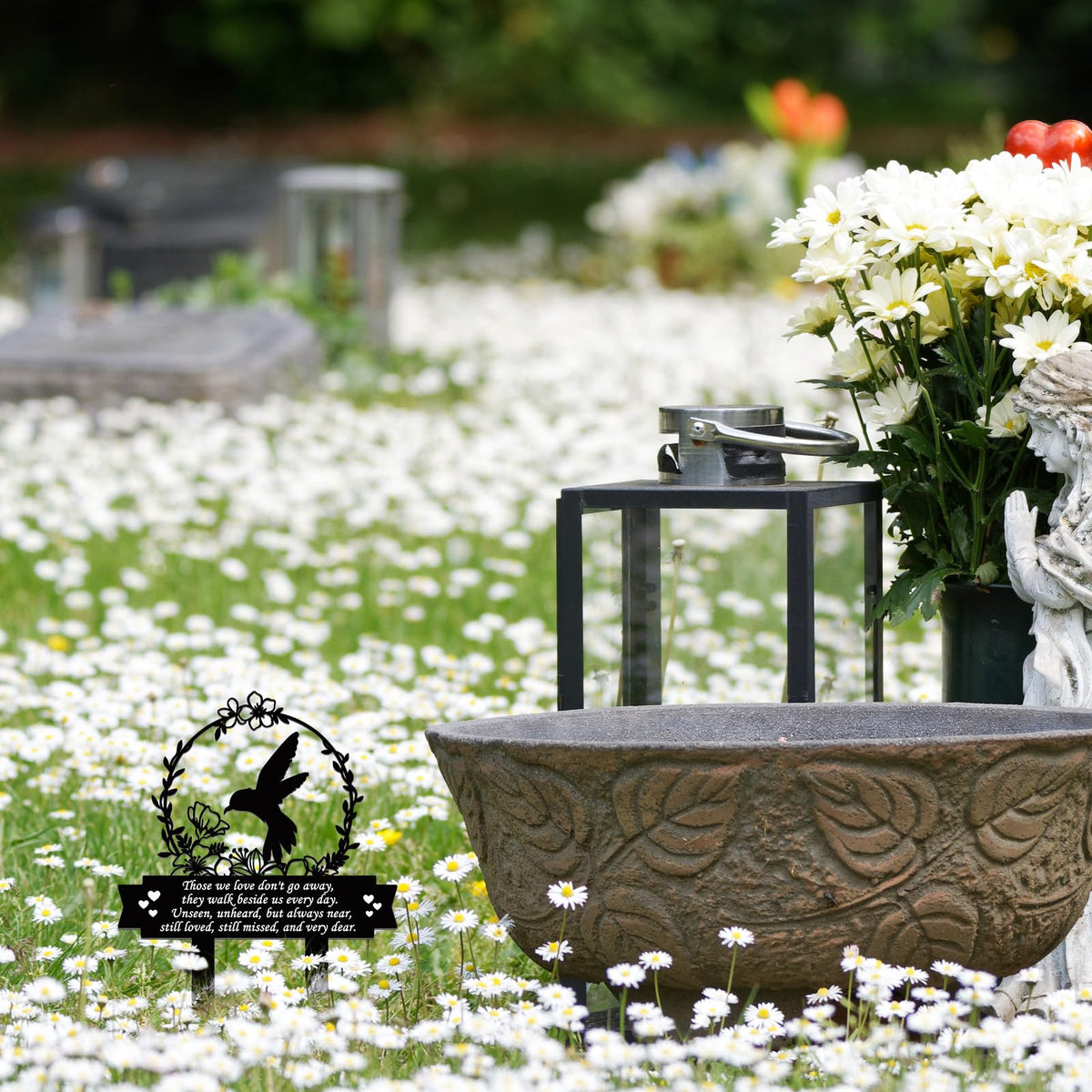 Geelin love don't go stake garden decor expresses remembrance and comfort.