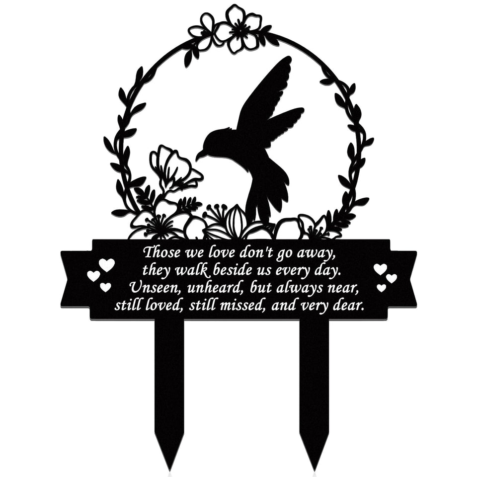 Geelin memorial stake with hummingbird grave marker for lasting outdoor remembrance.