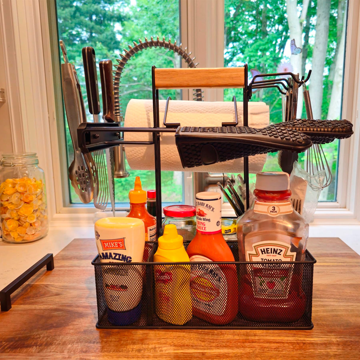 Geesta Grill Caddy fits RV kitchens for tidy camping meals