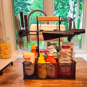 Geesta Grill Caddy fits RV kitchens for tidy camping meals