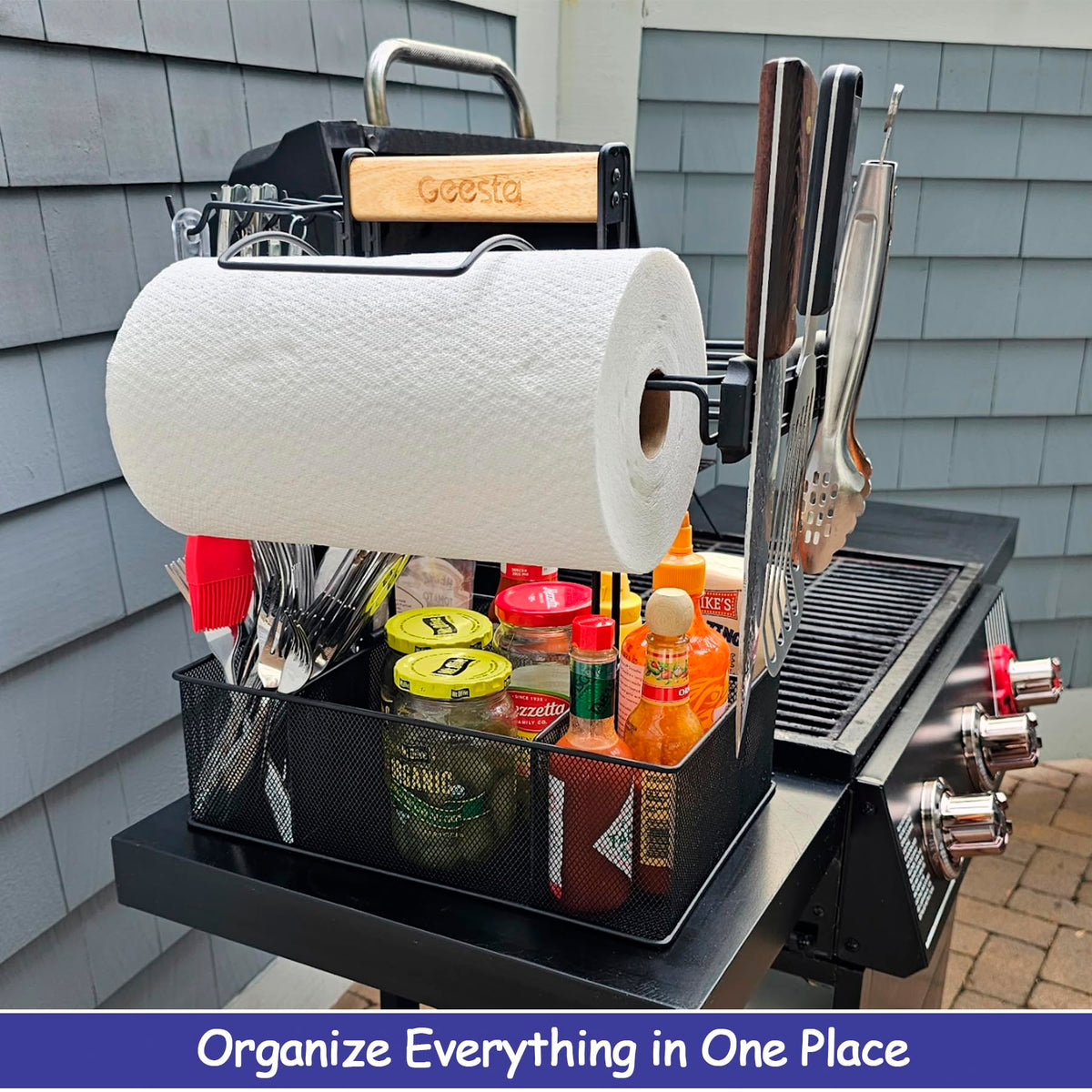 Geesta Grill Caddy paper towel holder stays steady in windy conditions
