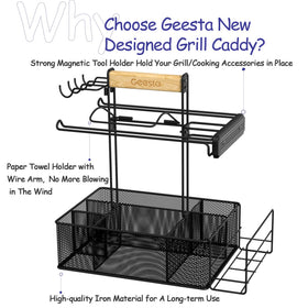 Geesta Grill Caddy features a wooden handle for easy carrying
