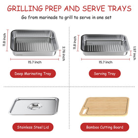Geesta grilling prep tray set shallow tray for cooked items.