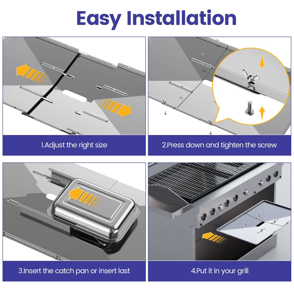 Geesta large-capacity catch pan minimizes frequent grease pours.