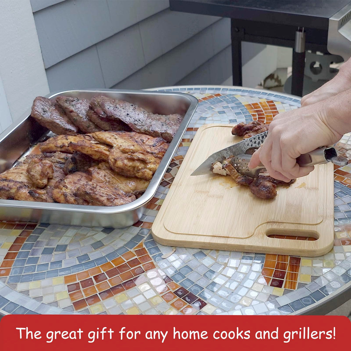 Geesta stainless steel trays offer durability and heat resistance.