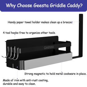 Geesta Upgraded Griddle Caddy clamp-on design fits counters up to four inches thick