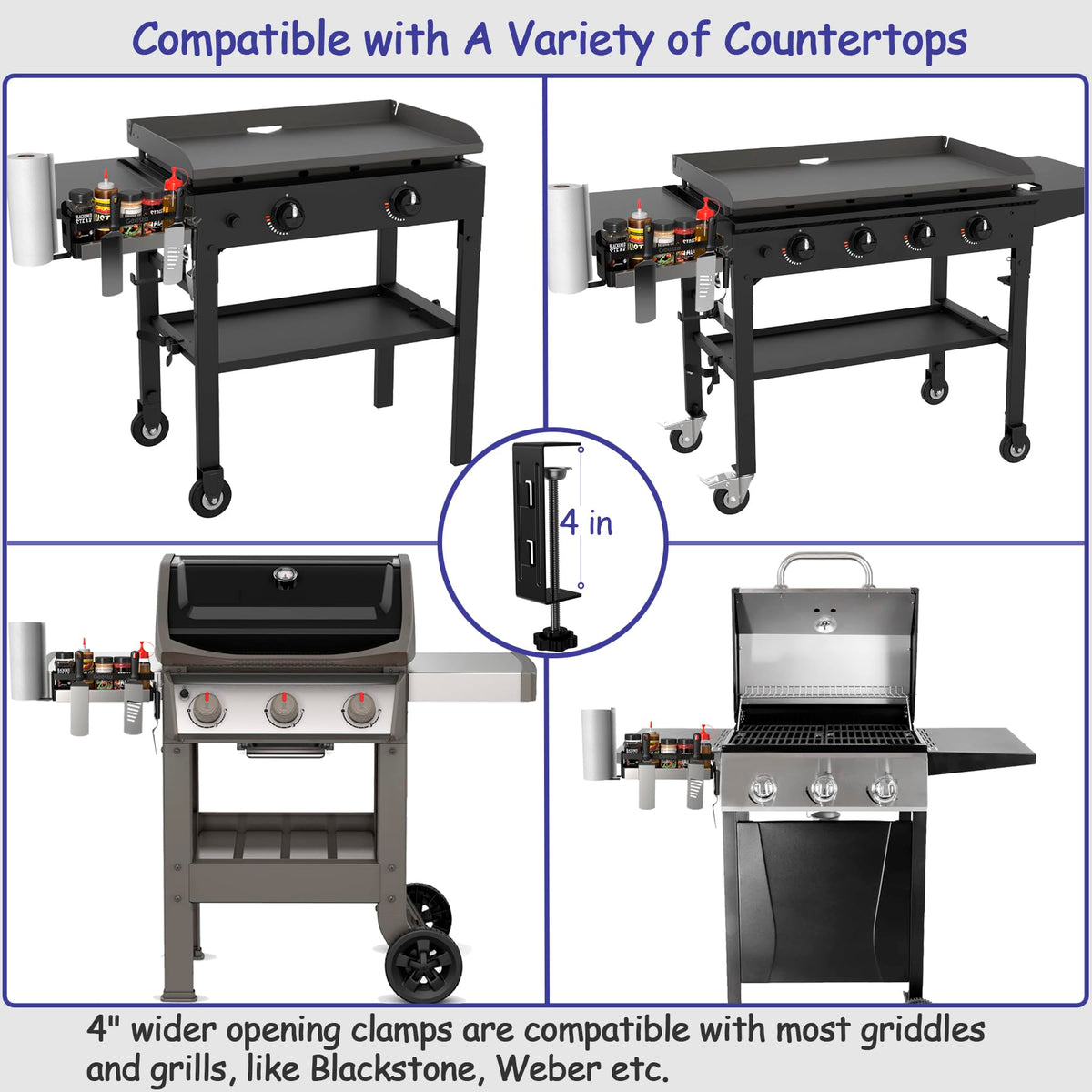 Geesta Upgraded Griddle Caddy compatible with Blackstone 28/36 and Weber grills for versatile setup