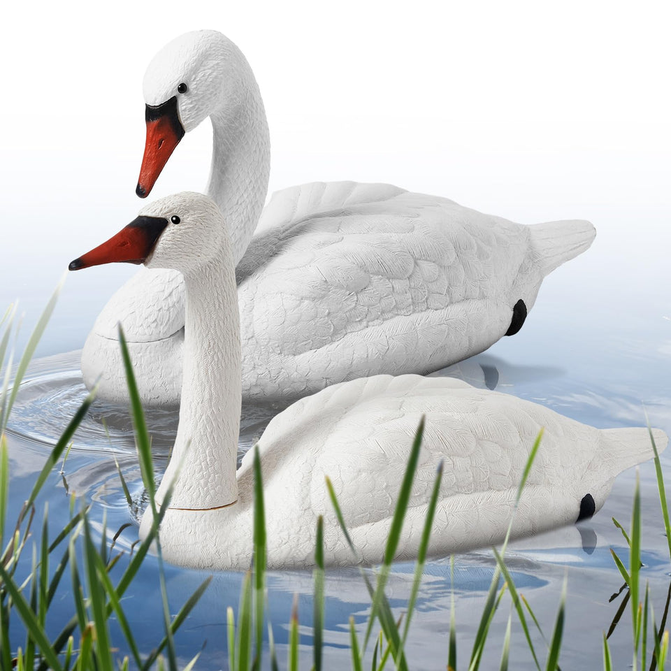 Geetery floating white swan decoy on water for elegant garden decor