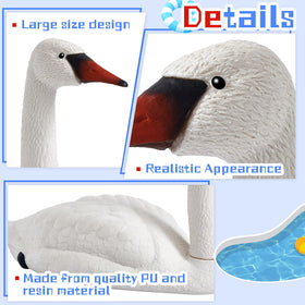 Geetery white swan decoy in water enhances outdoor spaces