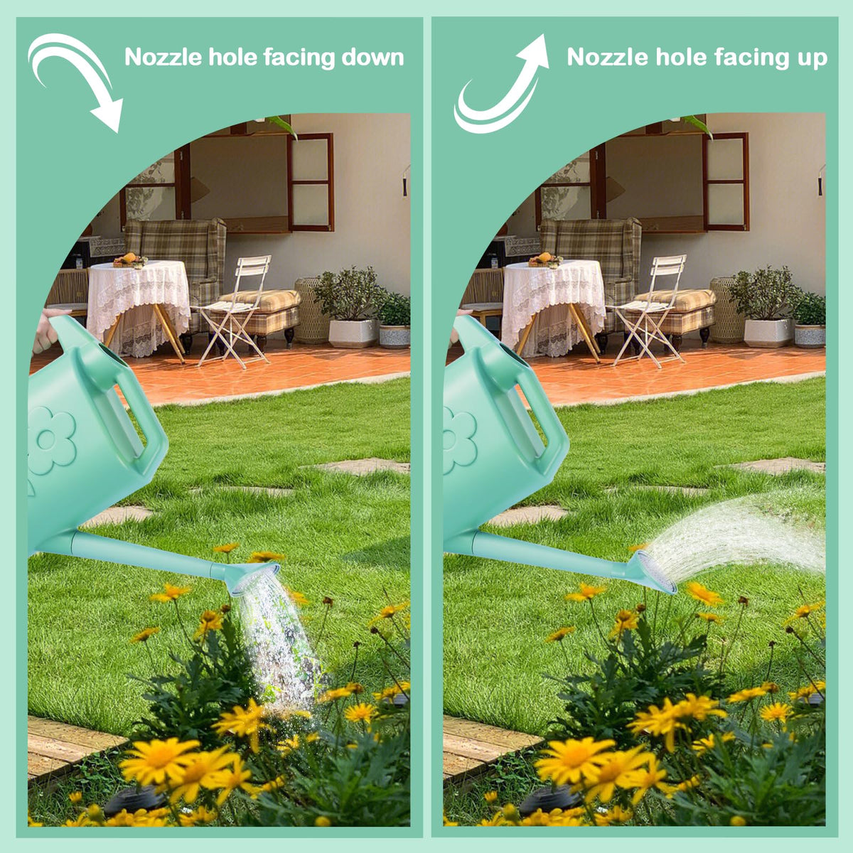 Gegemaoyi sprinkler-head feature provides even coverage for pots and garden beds.