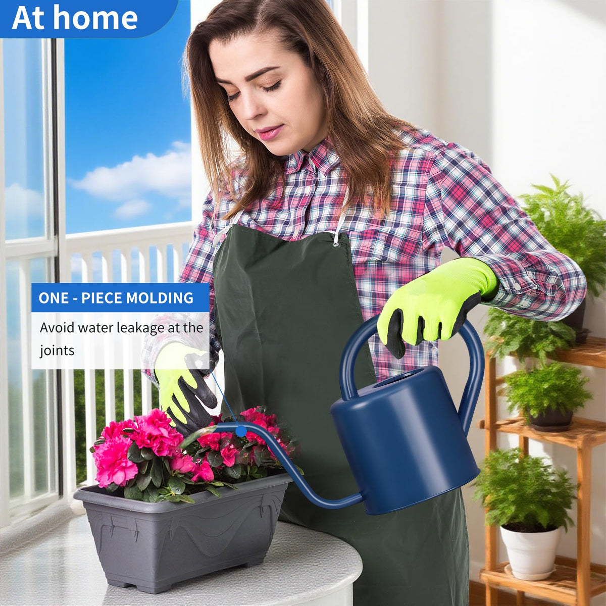 Gegemaoyi watering can with wide mouth for quick refills and easy cleaning.