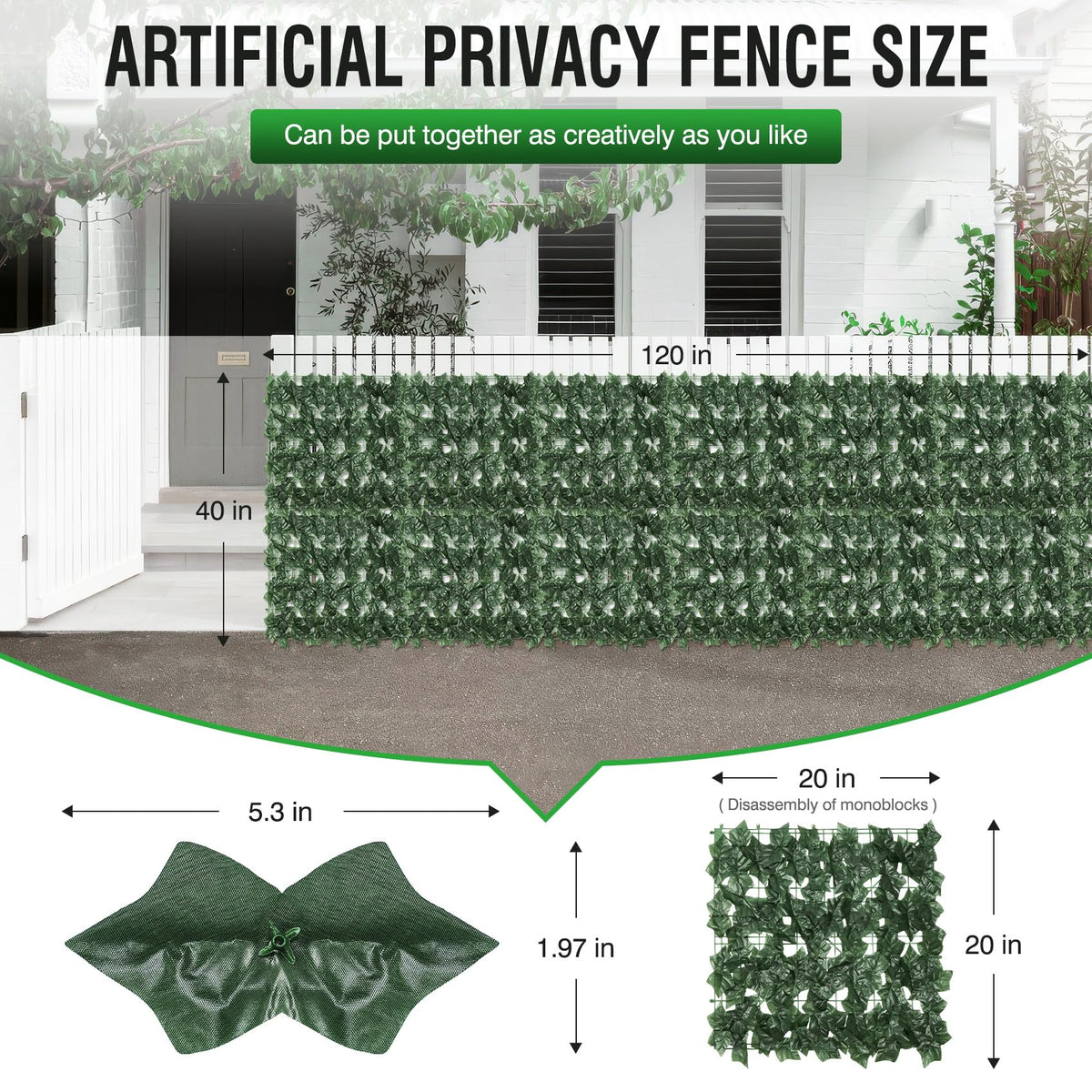 GEIGUIWA artificial ivy fence panel 2 creates balcony privacy with maintenance-free lush leaves.