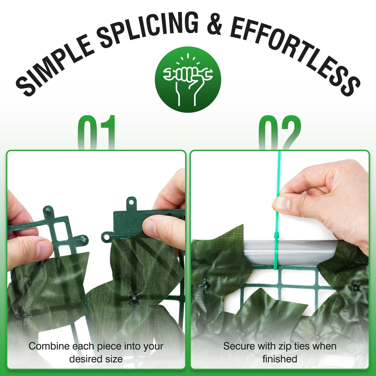 GEIGUIWA artificial ivy fence panel 5 folds for simple storage when not in use.