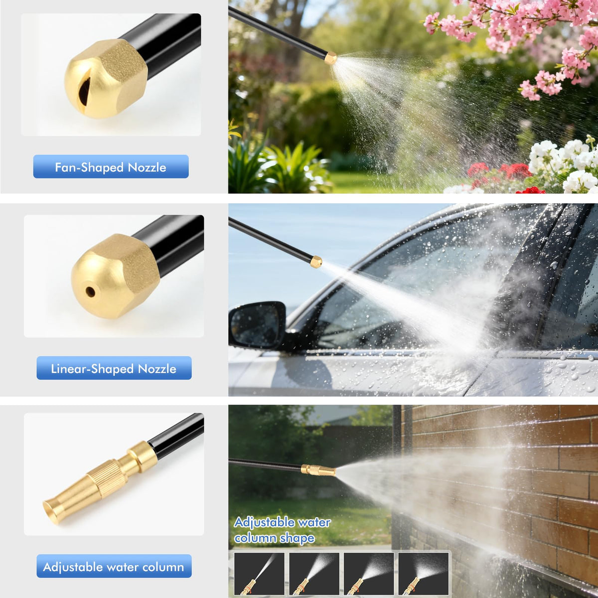 Geila high-pressure wand with fan spray for broad, efficient rinsing