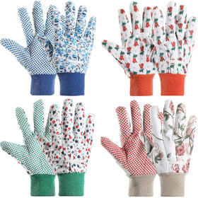 Geiserailie floral garden gloves, 4-pairs pack, versatile gardening protection