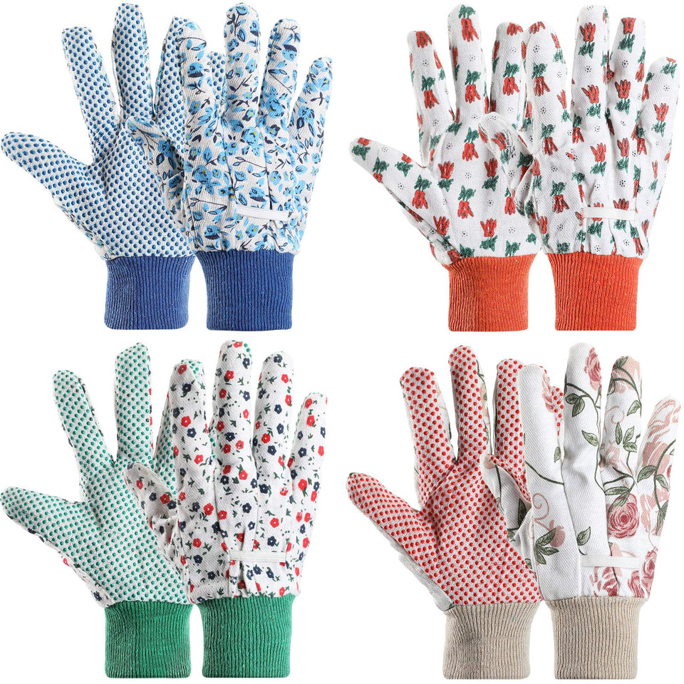 Geiserailie floral garden gloves, 4-pairs pack, versatile gardening protection