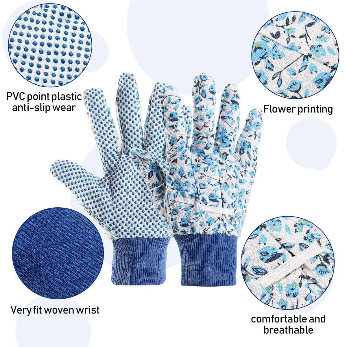 Geiserailie gloves with non-slip PVC dots for secure grip