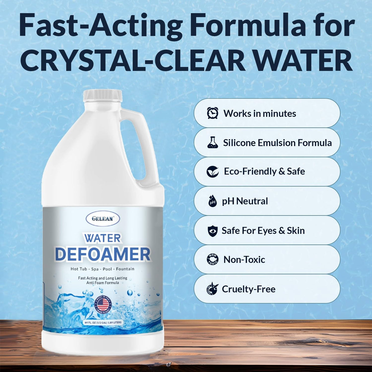 GELEAN defoamer being poured to reduce foam swiftly