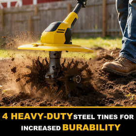 GELIDALITE 20V tiller depth guide at 7 inches for controlled loosening